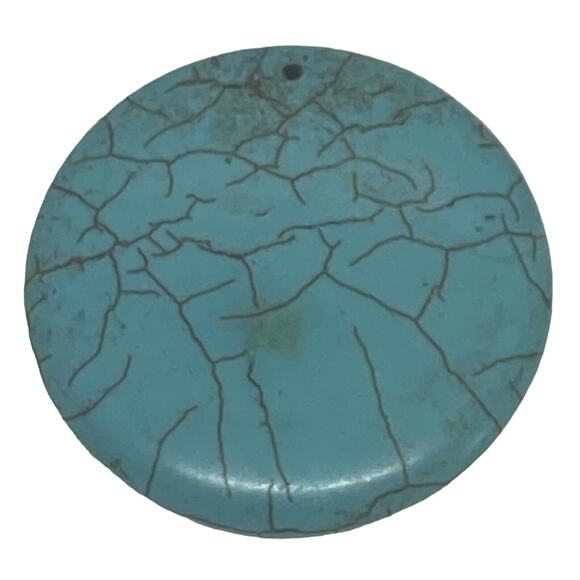 Fashion Simulated Turquoise Round Stone Disc 1 5/8” Pendant China Christmas Gift - Picture 4 of 9